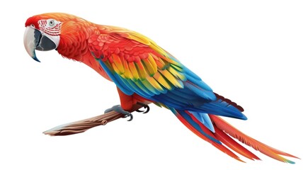 Fototapeta premium Macaw Parrot Sitting on Branch Png.