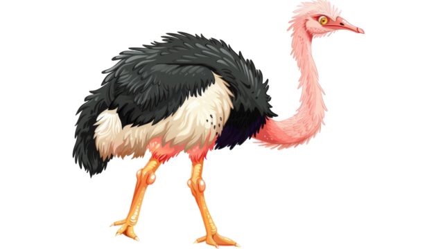 Ostrich Bird Isolated on Png Background.