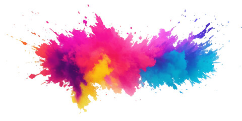 Multicolor powder explosion on White background. Colored cloud. Colorful dust explode. Paint Holi. colorful rainbow Holi paint color powder explosion with bright colors isolated white background.	