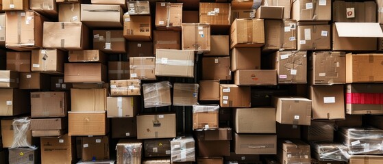 A pile of cardboard boxes stacked on top of each other