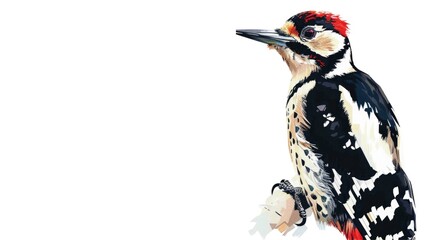Colorful Woodpecker Bird Character Isolated Png.