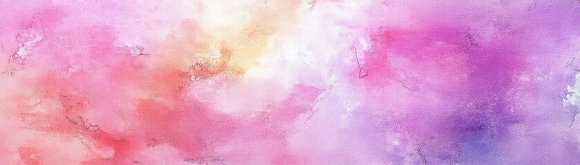 Obraz premium Soft and colorful watercolor background featuring a blend of pink, purple, and golden hues, ideal for design and creative projects.