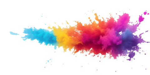 Obraz premium Multicolor powder explosion on White background. Colored cloud. Colorful dust explode. Paint Holi. colorful rainbow Holi paint color powder explosion with bright colors isolated white background. 