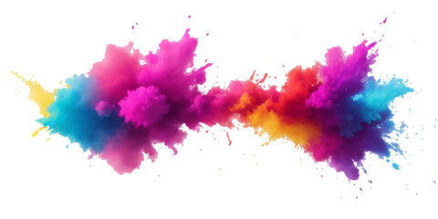 Multicolor powder explosion on White background. Colored cloud. Colorful dust explode. Paint Holi. colorful rainbow Holi paint color powder explosion with bright colors isolated white background.	