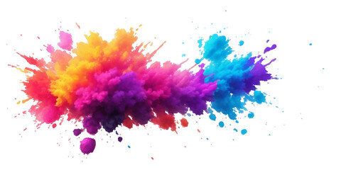 Multicolor powder explosion on White background. Colored cloud. Colorful dust explode. Paint Holi. colorful rainbow Holi paint color powder explosion with bright colors isolated white background.	