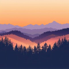 Obraz premium Mountain Landscape at Sunset