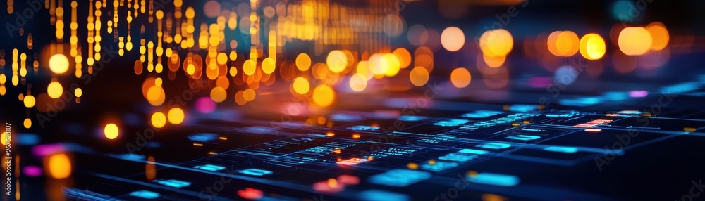 Aufkleber abstract digital technology background with glowing data streams and circuits, representing modern i