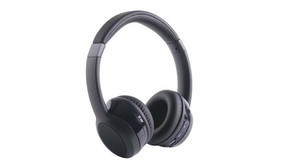 Fototapeta premium Wireless Headphone Element PNG in Black Color.