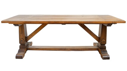 Fototapeta premium Vintage Style Wooden Rectangle Table Isolated on Png Background.