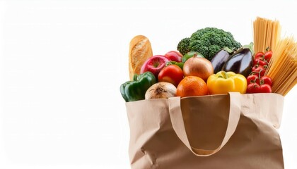  Paper bag full of healthy food.. Generated image
