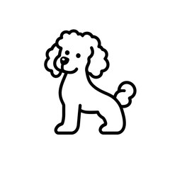 Cartoon dog illustration with curly fur design, cut out transparent