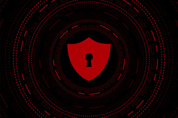 Cyber security technology concept , Shield With Keyhole icon with world map background , personal data , vector illustration.	
