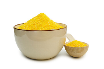 Corn grits on a white background