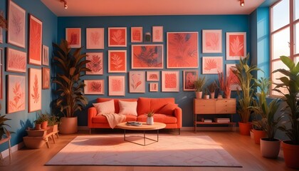 Photo interior modern design room 3d illustration;