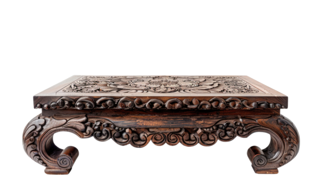 Classic Wooden Table Isolated on Png Background.