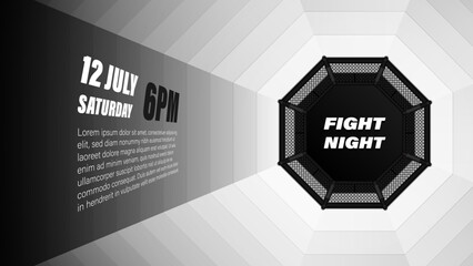 Vector illustration of MMA cage.Mixed martial arts octagon cage, top view.