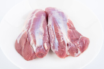 A plate of fresh lean pork shank