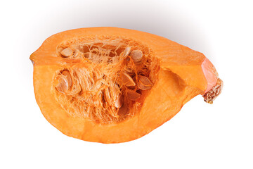 Fresh slice pumpkin on a white background