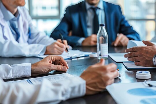 Pharmaceutical sales strategy session for launching a new antibiotic in the market