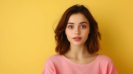 Fototapeta premium Shocked Young Woman With Shopping Basket Food