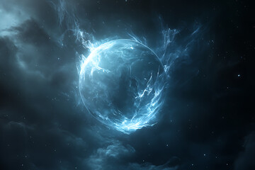 Obraz premium A ghostly and transparent planet Earth with an ethereal presence radiates a mystical glow