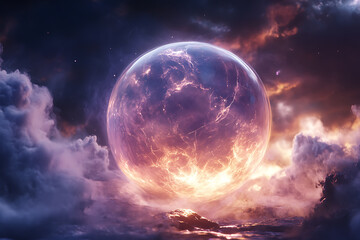 Obraz premium A ghostly and transparent planet Earth with an ethereal presence radiates a mystical glow