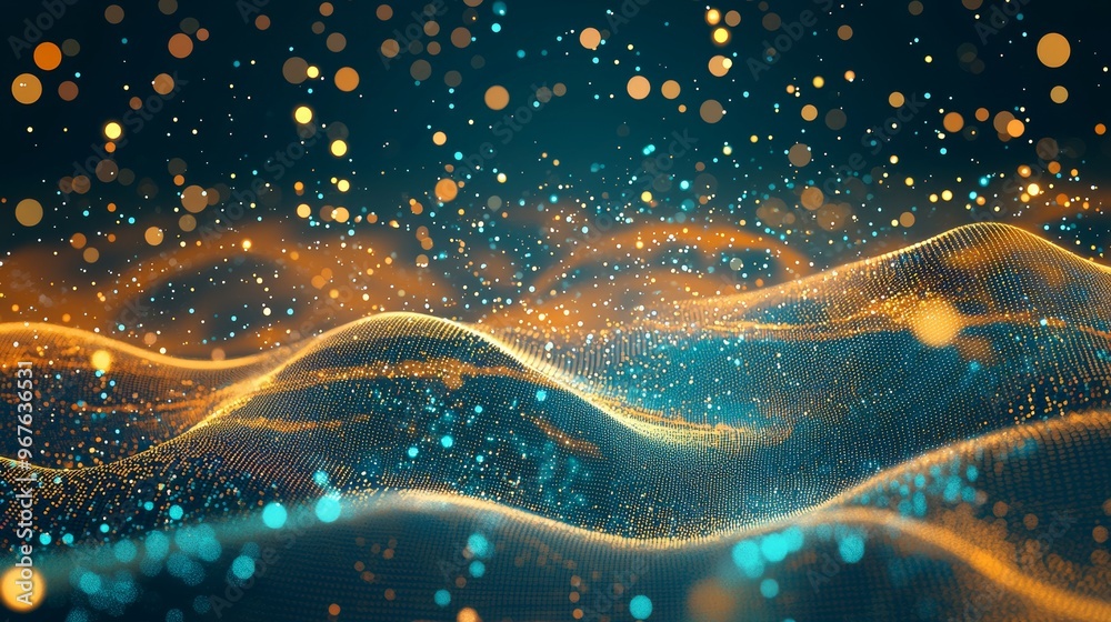 Aufkleber An abstract 3D digital background that can be used to show network abilities, technological processes, digital storages, science, education, etc. Copy space. Based on stock photos.