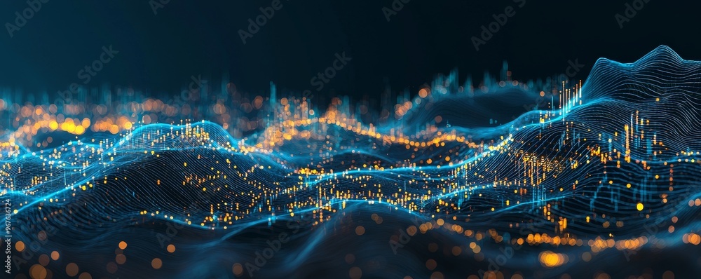Aufkleber This abstract digital background can be used for technological processes, neural networks, stock, digital storage, sound and graphic forms, science and education.