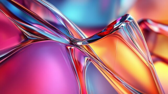 colorful glass 3D object on an abstract wallpaper background ideal for modern and creative design featuring glossy textures and bright vibrant colors