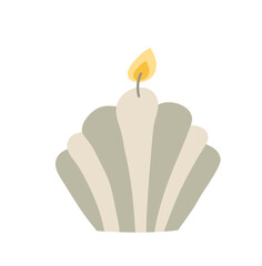 Doodle burning dopamine style candle. Hand drawn aesthetics candlestick decor isolated on white background. Holiday, Valentines Day, Birthday, Christmas, church symbol. Vector festive illustration