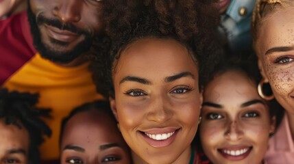 Fototapeta premium Diverse group of friends smiling and looking at the camera.