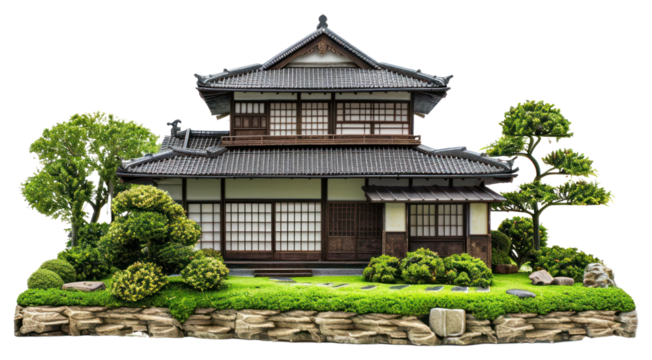PNG  Traditional Japanese house illustration
