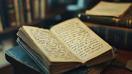 Obraz premium A handwritten note tucked into a book, with a message of encouragement for the next reader.