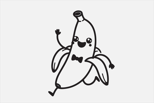 recommend clip art: A banana line art with white background.