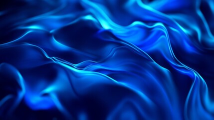 Obraz premium Abstract blue glowing wavy background with smoke and volumetric waves