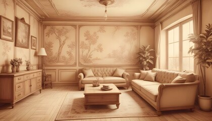 Photo interior modern design room 3d illustration;