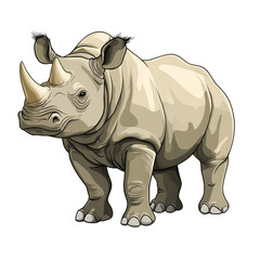 Fototapeta premium Young rhino on a sunny plain, cut out transparent