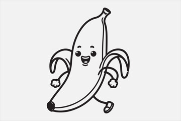 A banana line art with white background.