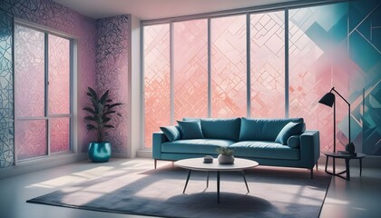 Photo interior modern design room 3d illustration;