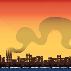 Smoggy City with Smoke and Haze in the Hot Sun