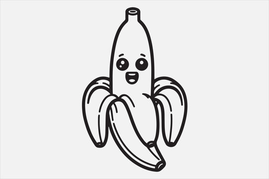 recommend clip art: A banana line art with white background.
