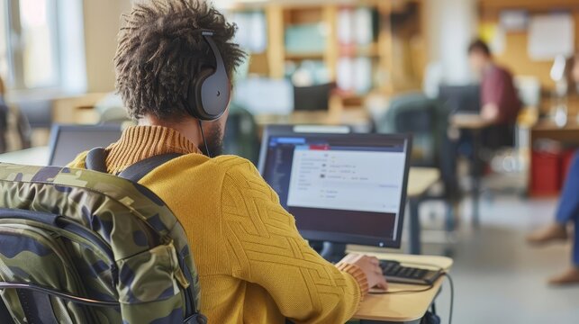 Image showing a person using assistive technology to read and respond to emails, promoting email accessibility and inclusivity in communication with copy space