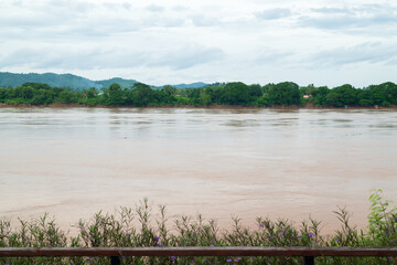 Beautiful panoramic views on the Mekong River that separates Thailand and Laos.