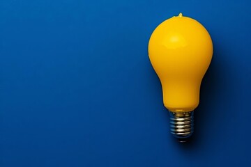 Innovation lightbulb in yellow on a deep blue background With copy space