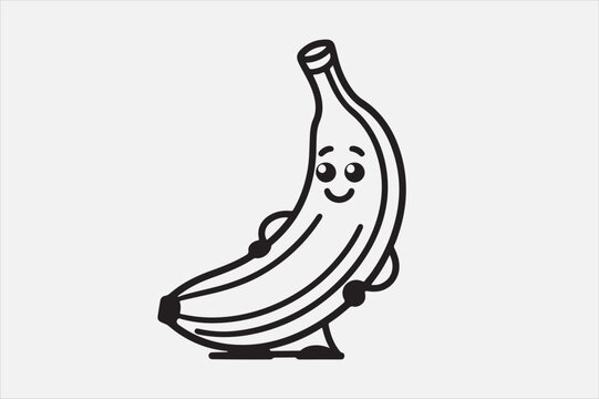 recommend clip art: A banana line art with white background.