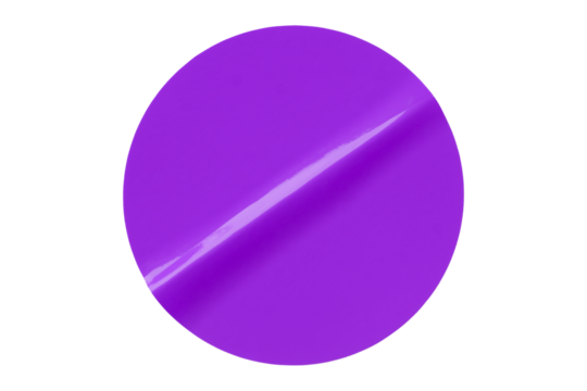 Separate shiny purple circle sticker on transparent background.