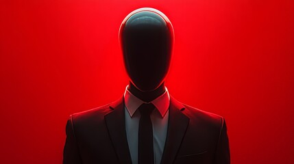 A man in a suit and tie is standing in front of a red background
