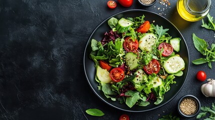 Fresh Salad with Cucumber and Cherry Tomatoes