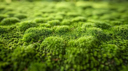 Close-up of vibrant green moss, showcasing its soft texture and natural beauty.