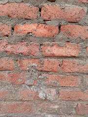 Red brick wall. Texture of old dark brown and red brick wall panoramic backgorund.Old red brick wall background, wide panorama of masonry.red brick wall texture grunge background.